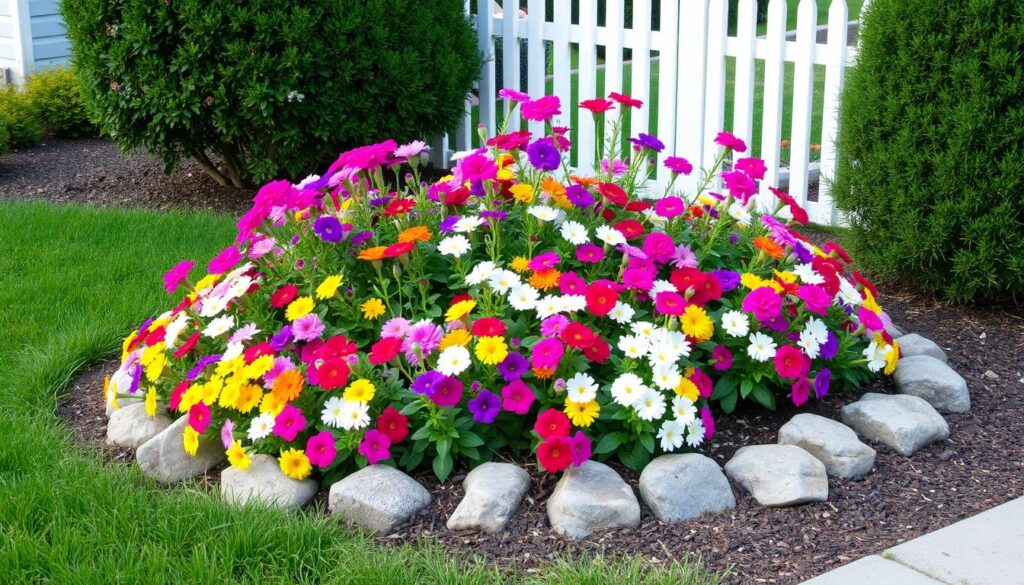 Beautiful flower bed enhancing outdoor curb appeal