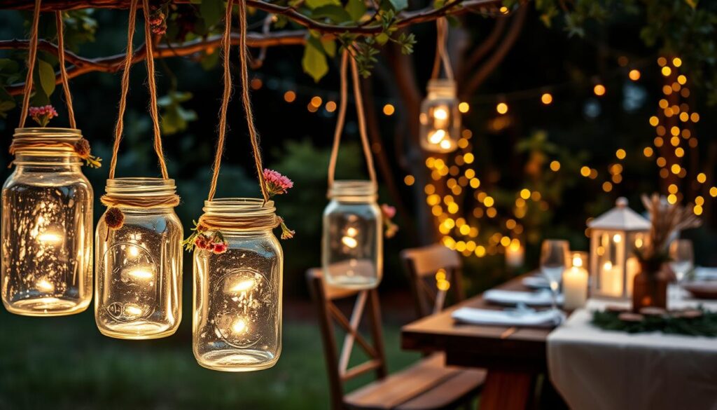 Repurposed glass jar lanterns