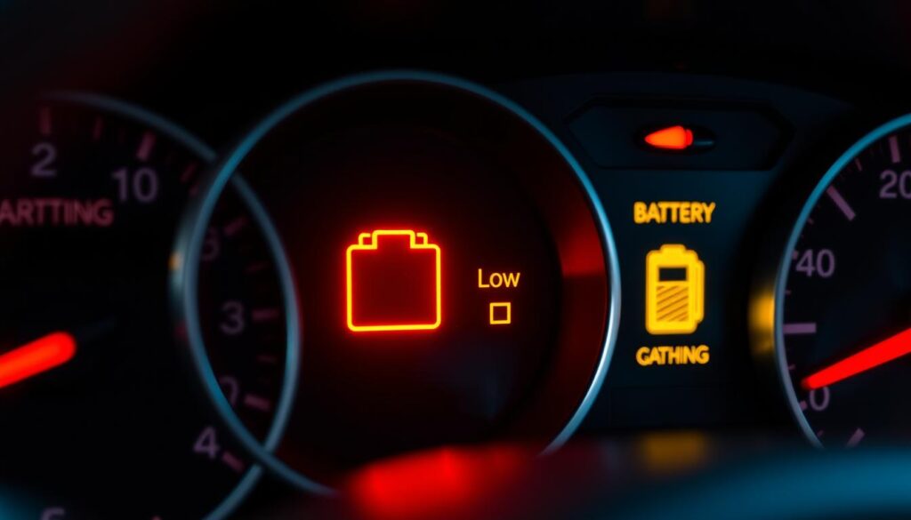 car battery warning lights