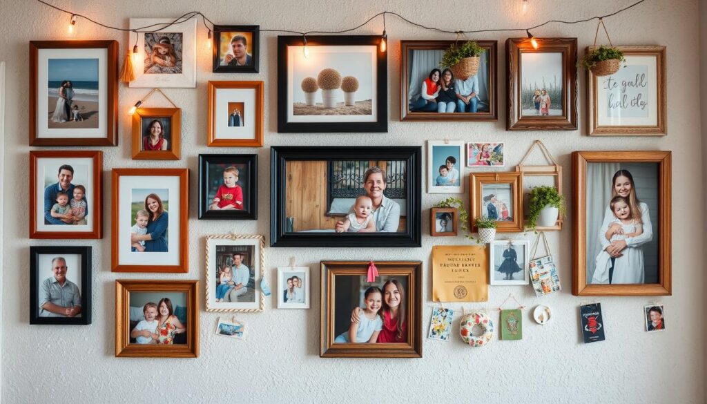 creative photo wall display