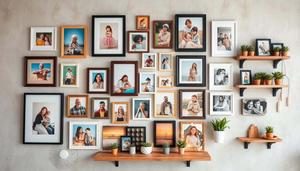 creative photo wall display