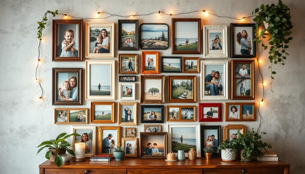 creative photo wall display