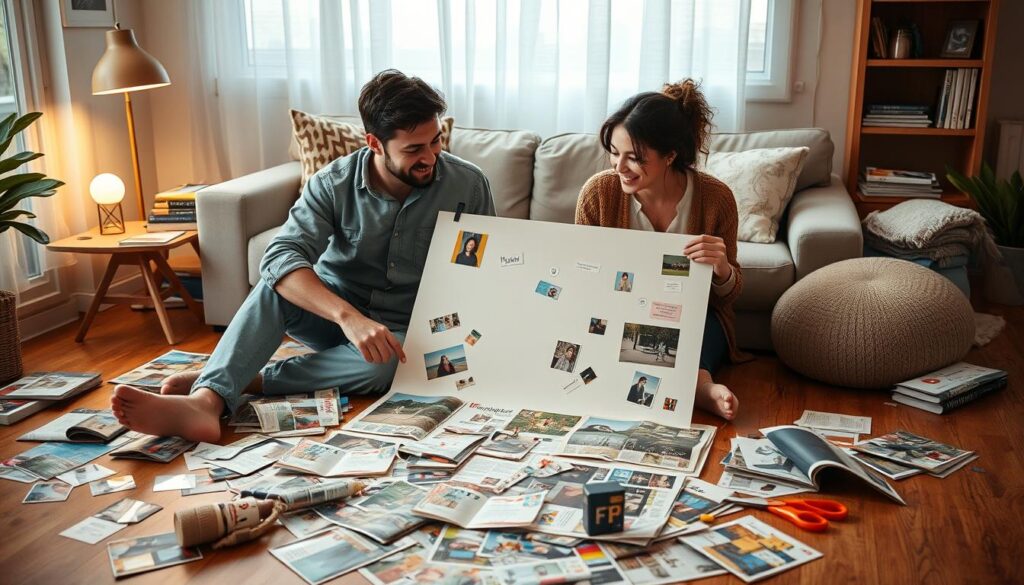Couple Creating Vision Board Together