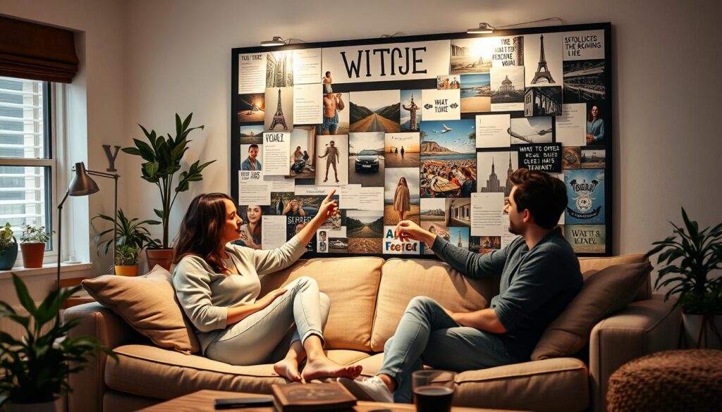 Couple Reviewing Vision Board Together